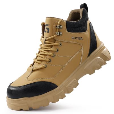 Waterproof Safety Work Shoes for Men Lightweight Puncture-Proof Steel Toe Breathable Anti-Smash Industrial Shoes for Summer Construction