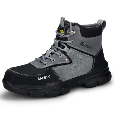 Cross-Border High-Top Safety Shoes for Men Lightweight Protective Work Boots with Steel Toe and Puncture Resistance