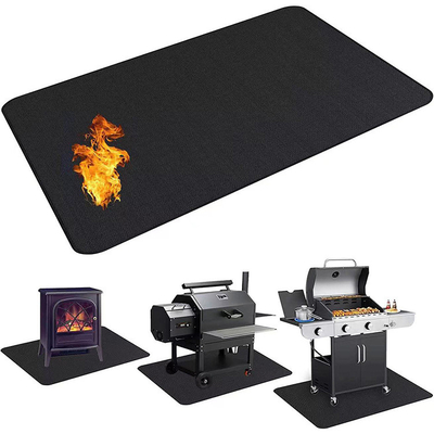 Alfombrilla redonda ignífuga para fogatas - Almohadilla para parrilla y fogata con revestimiento de silicona líquida, alfombrilla resistente al calor para brasas para terraza, patio, césped y uso al aire libre - Negro