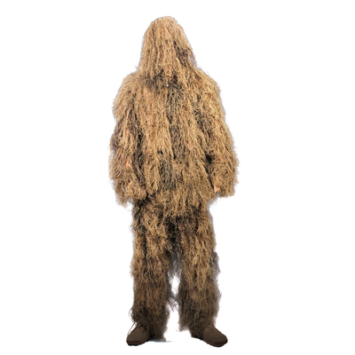 Traje durable de Ghillie del camuflaje con la hierba reforzada del desierto del arbolado del cuello
